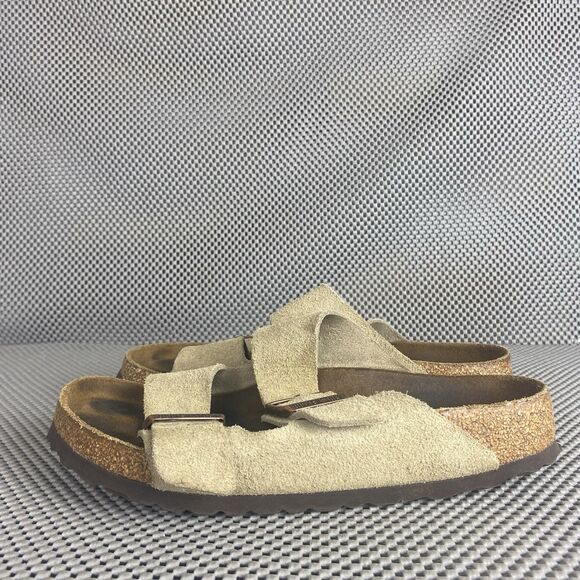 Birkenstock Arizona Sandals 38 L7 M5 Taupe Adjustable Strap Made In Germany - Picture 4 of 11